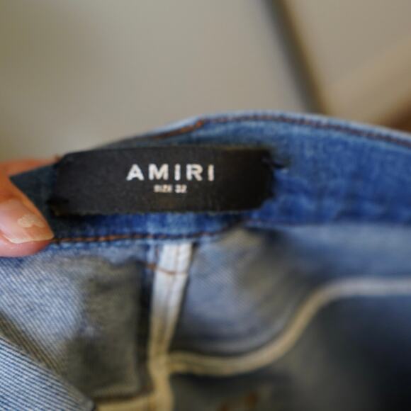 Amiri Distressed Flower Patch Denim Jeans Blue Womens Size 32 - Picture 4 of 11